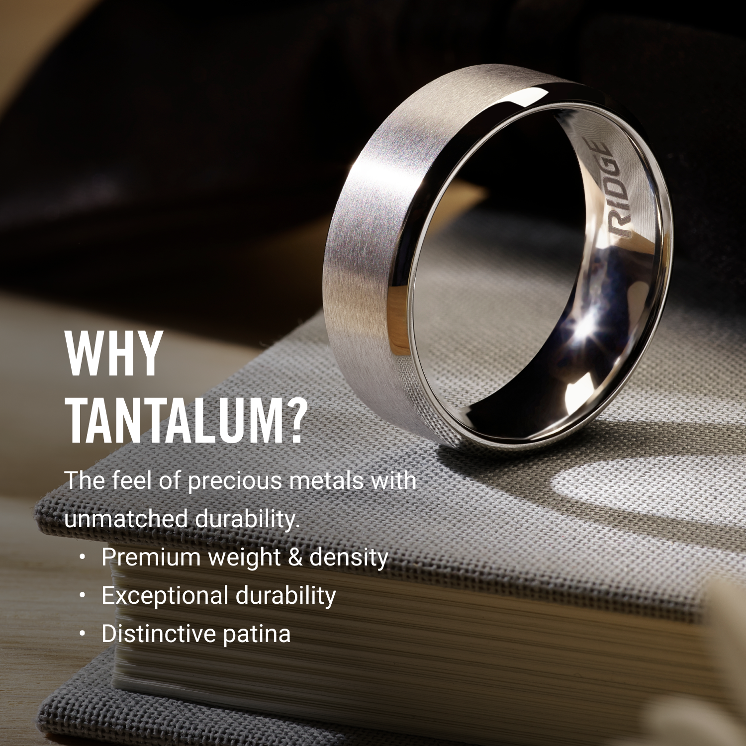 Ridge 8mm Beveled Ring Set - 24K Gold | Tantalum